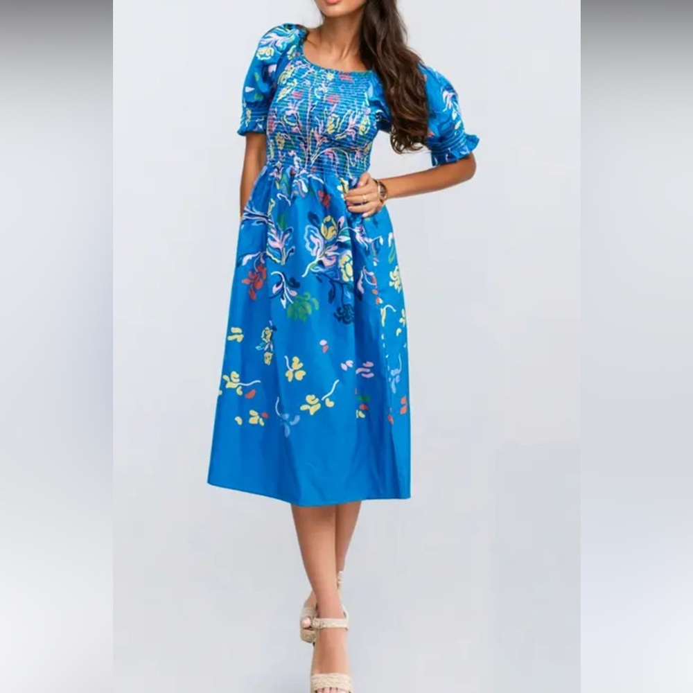 Floral Blue Midi Dress